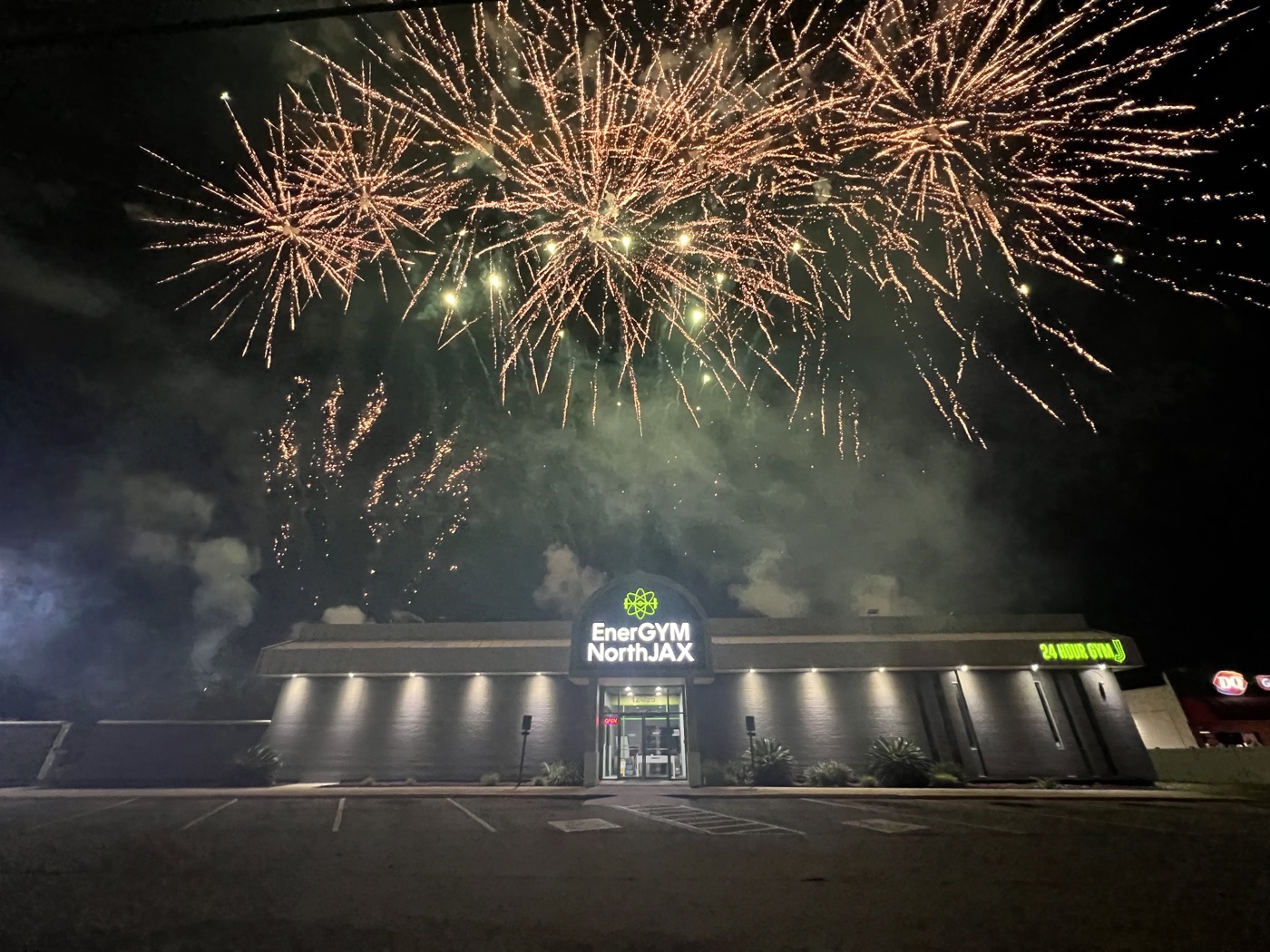 Golden fireworks above a Northeast Florida venue